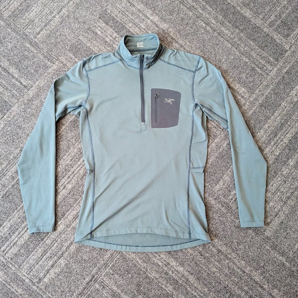 Arc'Teryx Rho LT Zip Neck Lightweight Base Layer Fleece - Sage Green - Small